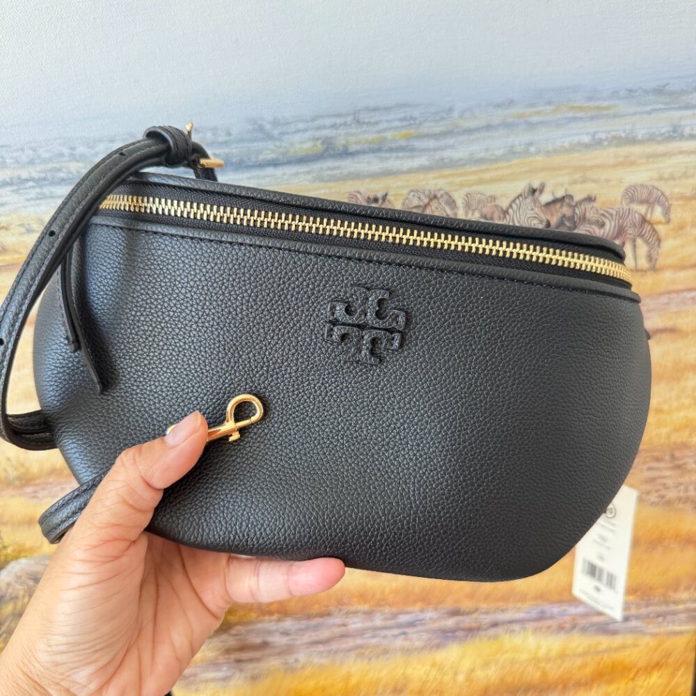 Best Price‼️Tory Burch Thea Belt Bag 165917 Pebbled Leather Black $395 - Picture 6 of 9